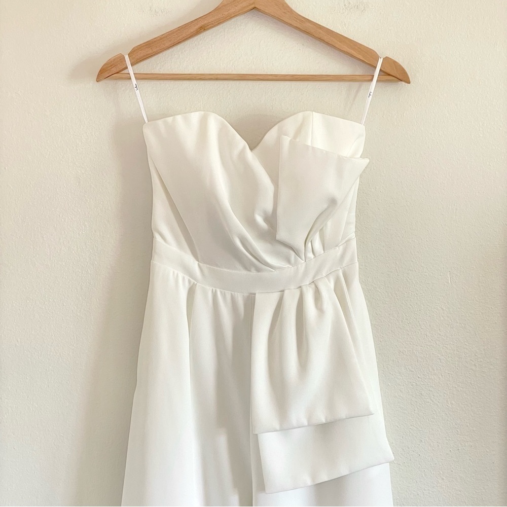 NWT Lulus Won A Heart Strapless Sweetheart Wide Leg Jumpsuit White XS - Picture 7 of 16